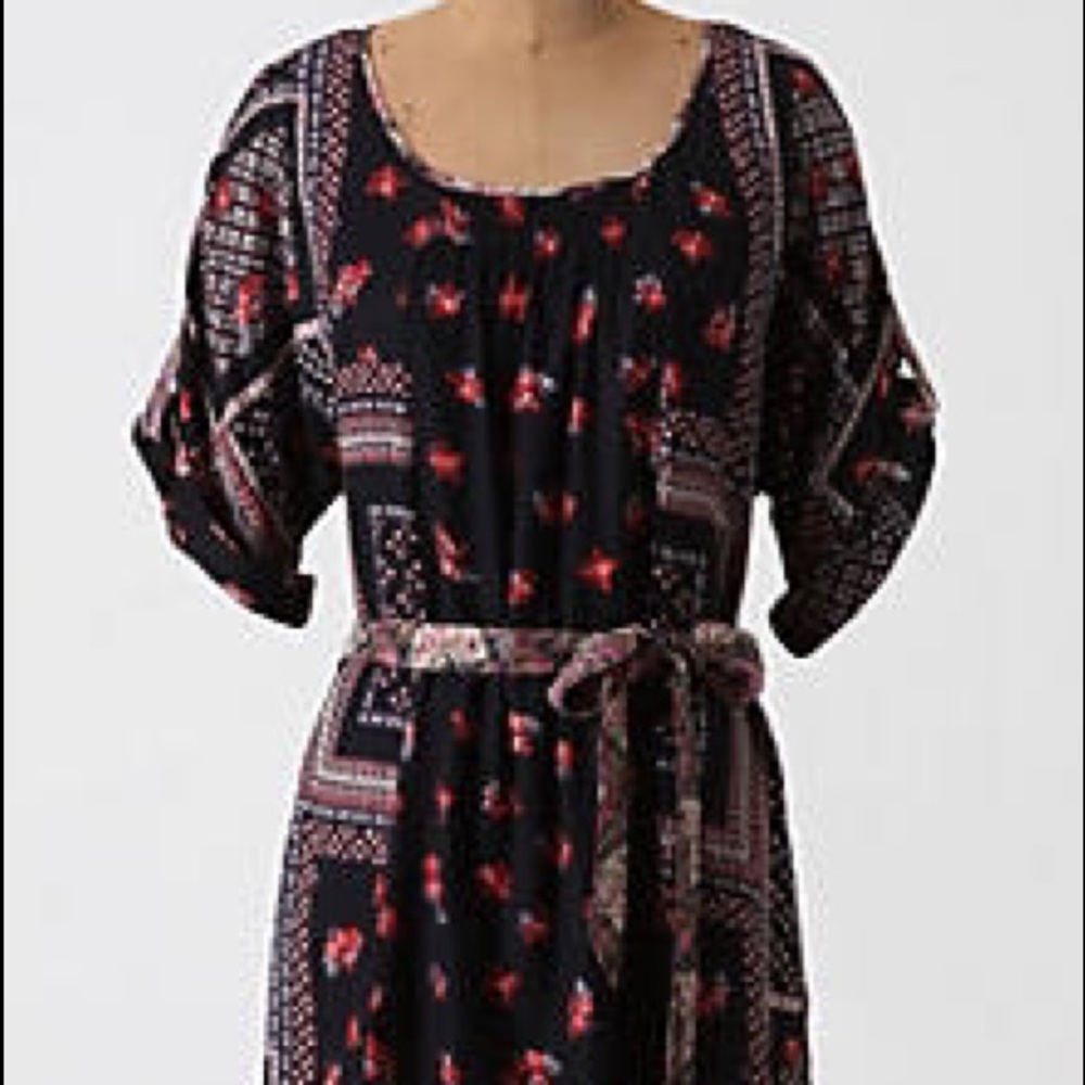 Anthro patchwork Peasant top